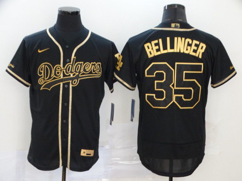 Men Los Angeles Dodgers #35 Bellinger Black Nike Elite MLB Jerseys